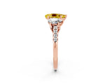 Rose gold Three-Stone Pear Cut Yellow Sapphire Ring with Pavé Band and Prong Setting_38