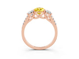Rose gold Three-Stone Pear Cut Yellow Sapphire Ring with Pavé Band and Prong Setting_39