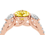 Rose gold Three-Stone Pear Cut Yellow Sapphire Ring with Pavé Band and Prong Setting_40
