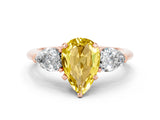 Rose gold Three-Stone Pear Cut Yellow Sapphire Ring with Pear Side Stones and Four-Prong Setting_24