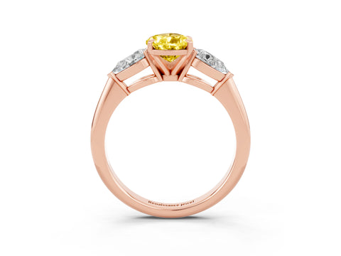 Rose gold Three-Stone Pear Cut Yellow Sapphire Ring with Pear Side Stones and Four-Prong Setting_27
