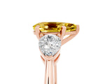 Rose gold Three-Stone Pear Cut Yellow Sapphire Ring with Pear Side Stones and Four-Prong Setting_29