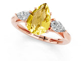 Rose gold Three-Stone Pear Cut Yellow Sapphire Ring with Pear  Side Stones in Four-Prong Setting_13