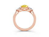 Rose gold Three-Stone Pear Cut Yellow Sapphire Ring with Pear  Side Stones in Four-Prong Setting_15