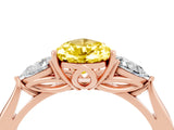 Rose gold Three-Stone Pear Cut Yellow Sapphire Ring with Pear  Side Stones in Four-Prong Setting_16