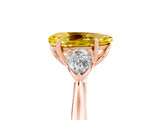 Rose gold Three-Stone Pear Cut Yellow Sapphire Ring with Pear  Side Stones in Four-Prong Setting_17
