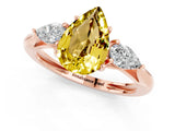 Rose gold Three-Stone Pear Cut Yellow Sapphire Ring with Pear  Side Stones in Four-Prong Setting_37