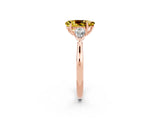 Rose gold Three-Stone Pear Cut Yellow Sapphire Ring with Pear  Side Stones in Four-Prong Setting_38