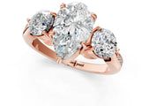 Rose gold Three-Stone Pear Diamond Channel Set Engagement Ring with Prong Setting_16