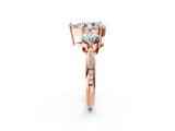 Rose gold Three-Stone Pear Diamond Channel Set Engagement Ring with Prong Setting_17