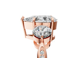 Rose gold Three-Stone Pear Diamond Channel Set Engagement Ring with Prong Setting_20