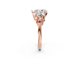 Rose gold Three-Stone Pear Diamond Engagement Ring with Prong Setting on a Classic Band_5