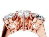 Rose gold Three-Stone Pear Diamond Engagement Ring with Prong Setting on a Classic Band_7