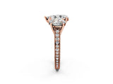 Rose gold Three-Stone Pear Diamond Milgrain Pave Band with Prong Setting 2
