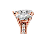 Rose gold Three-Stone Pear Diamond Milgrain Pave Band with Prong Setting 5