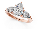 Rose gold Three-Stone Pear Diamond Ring with Pear Side Stones in Four-Prong Setting_64