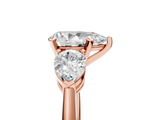 Rose gold Three-Stone Pear Diamond Ring with Pear Side Stones in Four-Prong Setting_68