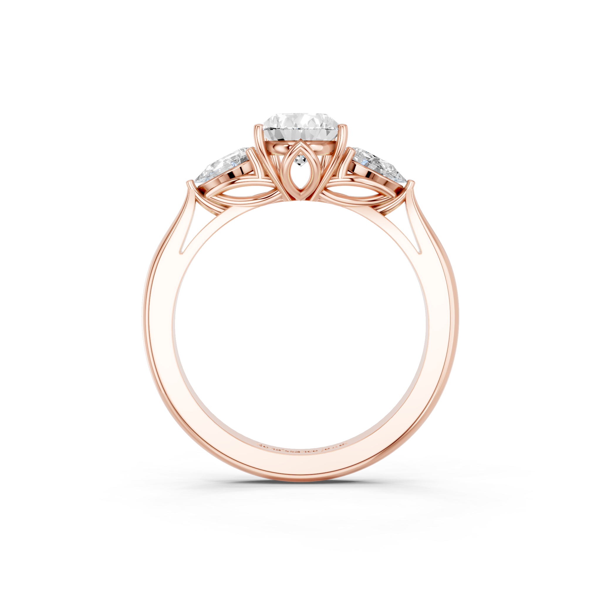 Rose gold Three-Stone Pear Diamond Solitaire Ring with Pear Side Stones and Four-Prong Setting_5