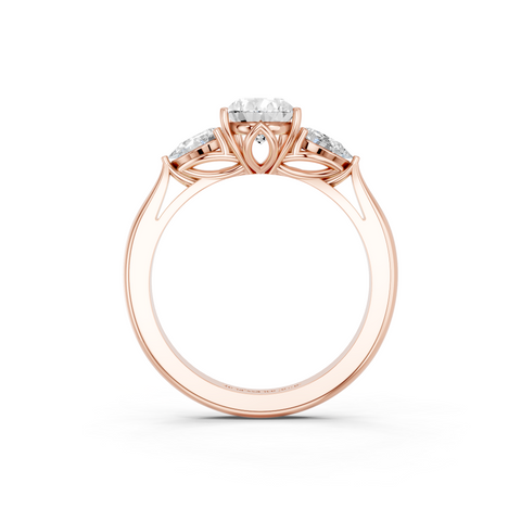 Rose gold Three-Stone Pear Diamond Solitaire Ring with Pear Side Stones and Four-Prong Setting_5