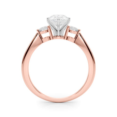 Rose gold Three-Stone Pear Solitaire Ring with Tapered Band and Six-Prong Setting 2