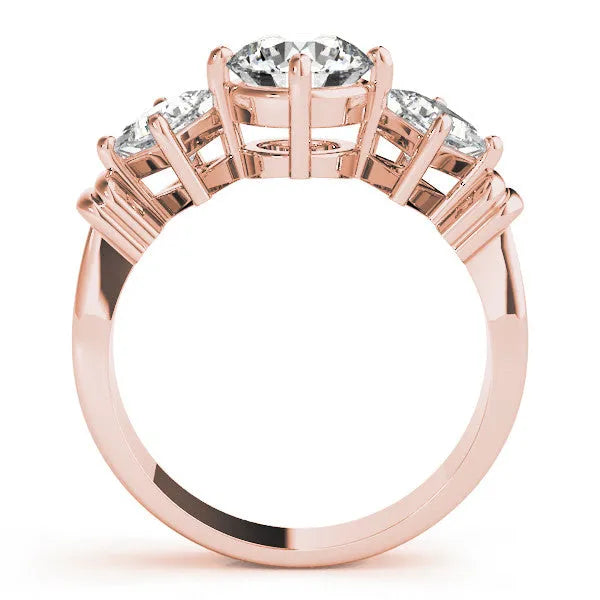 Rose gold Three-Stone Pear and Princess Cut Diamond Ring with Channel Band and Four-Prong Setting