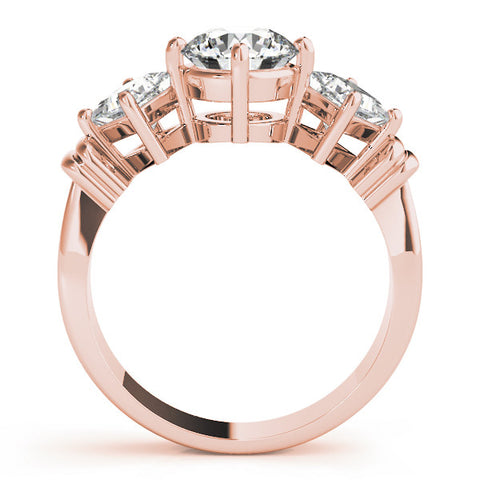 Rose gold Three-Stone Pear and Princess Cut Diamond Ring with Channel Band and Four-Prong Setting 1