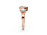 Rose gold Three-Stone Pear and Princess Cut Diamond Ring with Channel Band and Four-Prong Setting_18