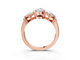Rose gold Three-Stone Pear and Princess Cut Diamond Ring with Channel Band and Four-Prong Setting_19