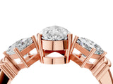Rose gold Three-Stone Pear and Princess Cut Diamond Ring with Channel Band and Four-Prong Setting_20