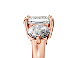 Rose gold Three-Stone Princess Brilliant Cut Solitaire Ring with Prong Setting on a Classic Band 5
