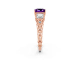 Rose gold Three-Stone Princess Cut Amethyst Braided Band Ring with Four-Prong Setting_47