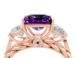 Rose gold Three-Stone Princess Cut Amethyst Braided Band Ring with Four-Prong Setting_49