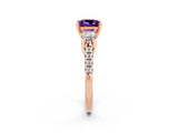 Rose gold Three-Stone Princess Cut Amethyst Pavé Band with Four-Prong Setting_2