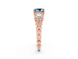 Rose gold Three-Stone Princess Cut Aquamarine Braided Band Ring with Four-Prong Setting_38
