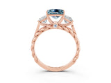 Rose gold Three-Stone Princess Cut Aquamarine Braided Band Ring with Four-Prong Setting_39