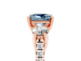 Rose gold Three-Stone Princess Cut Aquamarine Pavé Band with Four-Prong Setting_5