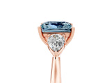 Rose gold Three-Stone Princess Cut Aquamarine Ring with Pear  Side Stones in Four-Prong Setting_17
