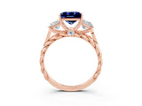 Rose gold Three-Stone Princess Cut Blue Sapphire Braided Band Ring with Four-Prong Setting_46