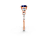 Rose gold Three-Stone Princess Cut Blue Sapphire Pavé Band with Four-Prong Setting_2