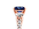 Rose gold Three-Stone Princess Cut Blue Sapphire Pavé Band with Four-Prong Setting_5