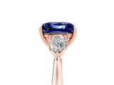 Rose gold Three-Stone Princess Cut Blue Sapphire Ring with Pear  Side Stones in Four-Prong Setting_17