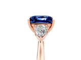 Rose gold Three-Stone Princess Cut Blue Sapphire Ring with Pear  Side Stones in Four-Prong Setting_41