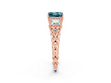 Rose gold Three-Stone Princess Cut Blue Topaz Braided Band Ring with Four-Prong Setting_14