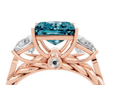 Rose gold Three-Stone Princess Cut Blue Topaz Braided Band Ring with Four-Prong Setting_16