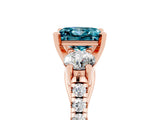 Rose gold Three-Stone Princess Cut Blue Topaz Pavé Band with Four-Prong Setting_5