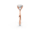 Rose gold Three-Stone Princess Cut Brilliant Diamond Solitaire Ring with Tapered Band and Four-Prong Setting_5
