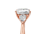 Rose gold Three-Stone Princess Cut Brilliant Diamond Solitaire Ring with Tapered Band and Four-Prong Setting_8