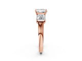 Rose gold Three-Stone Princess Cut Brilliant Diamond Trellis Ring with Comfort Fit Band_5