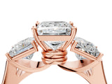 Rose gold Three-Stone Princess Cut Brilliant Diamond Trellis Ring with Comfort Fit Band_7