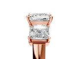 Rose gold Three-Stone Princess Cut Brilliant Diamond Trellis Ring with Comfort Fit Band_8